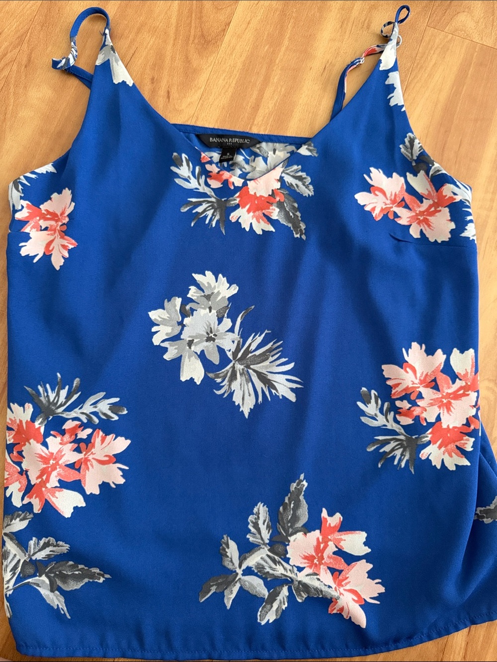Banana Republic Royal Blue Floral Spaghetti-Strap Cami